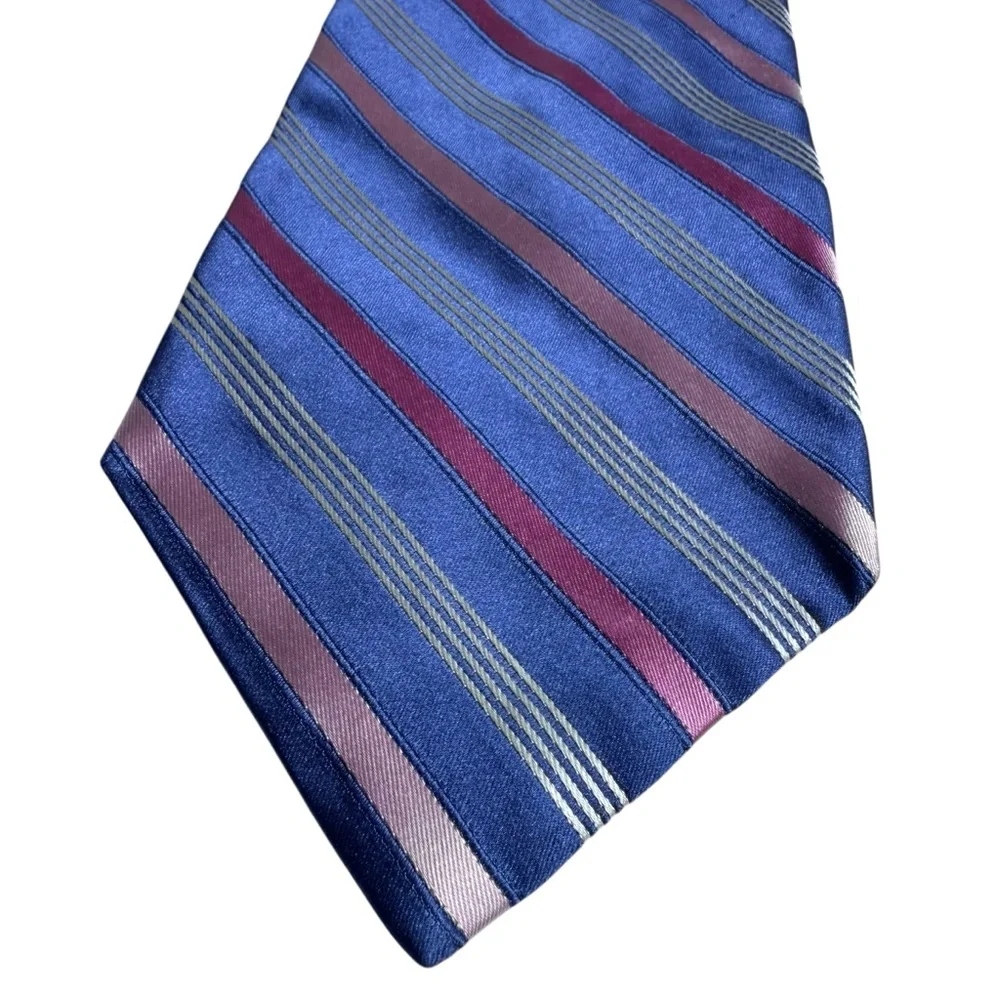 Daniel Cremieux Striped Blue and Pink Breast Cancer Awareness Men's Silk Tie